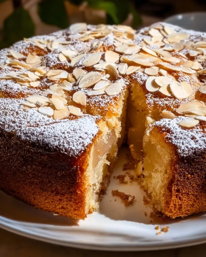 Birnen-Mandel-Kaffeekuchen mit saftigen Birnen und gerösteten Mandeln
