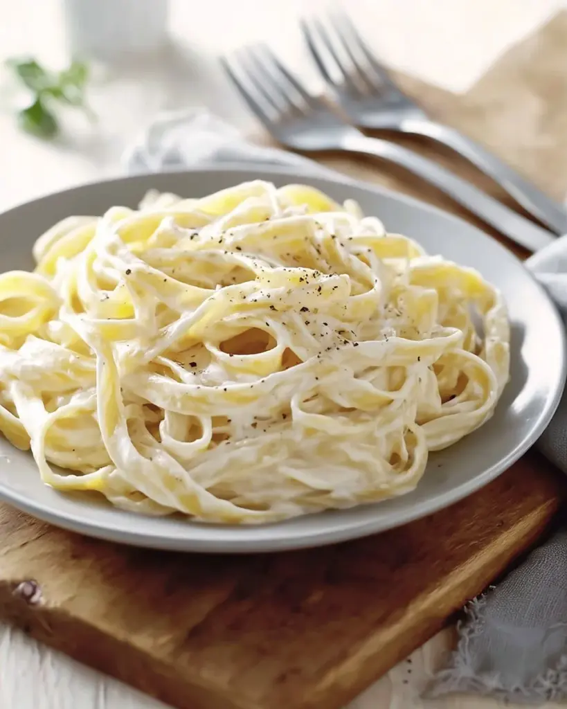 Cremige Alfredo-Fettuccine mit frischen Kräutern und Parmesan-Käse