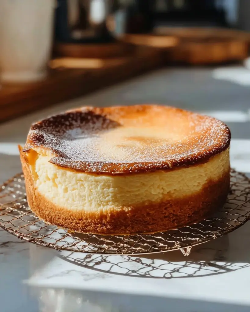 Klassischer New York Käsekuchen mit Sahne und Keksboden