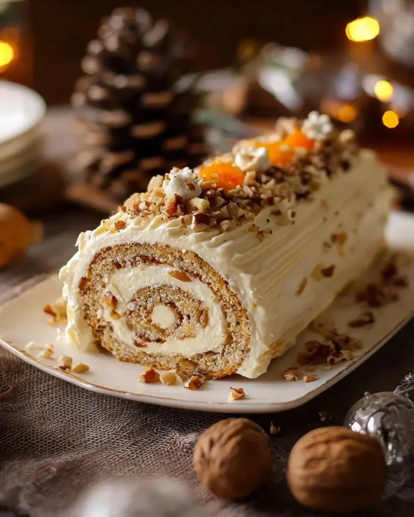 Unwiderstehlich leckerer Karottenkuchen-Rollen auf einem Teller