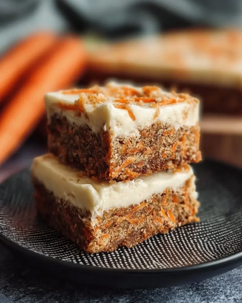 Leckere Karottenkuchen-Cheesecake-Riegel auf einem Teller
