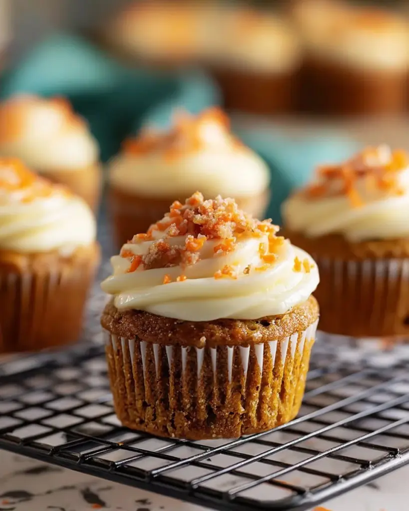 Leckere Karottenkuchen-Muffins frisch gebacken auf einem Tisch