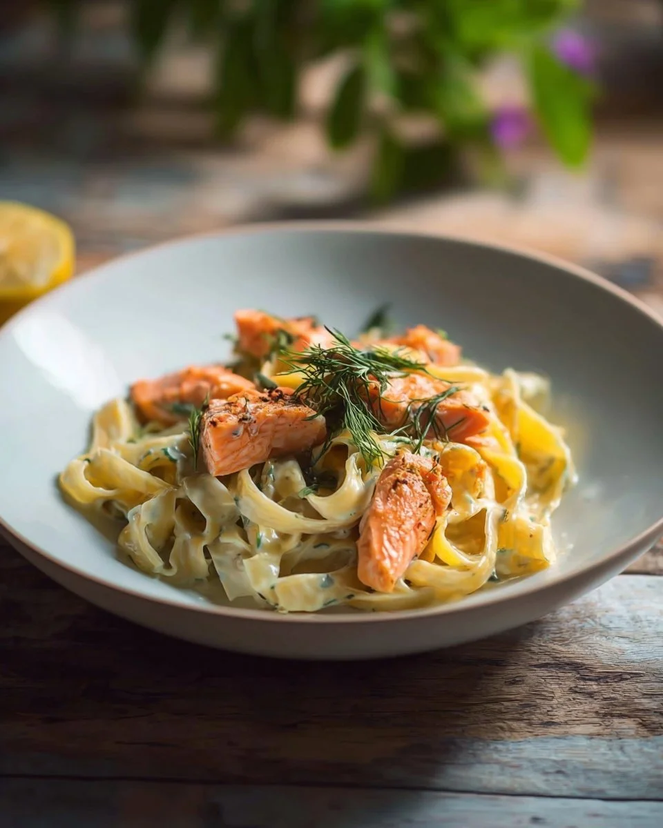Würzige Zitrone-Dill-Lachs-Pasta