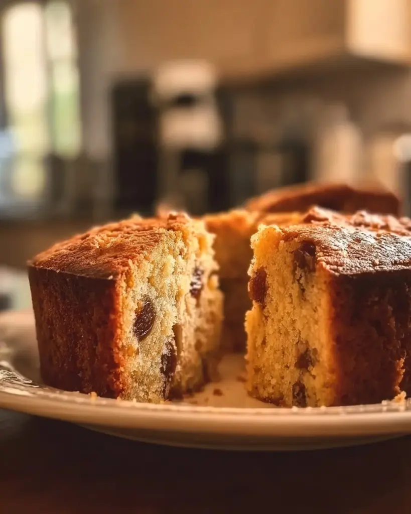 Saftiger altmodischer Dattelbutterkuchen mit karamellisierten Datteln