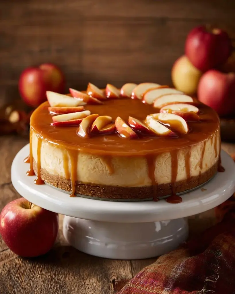 Apfel-Zimt-Käsekuchen mit frischen Äpfeln und Zimt im cremigen Käsekuchen