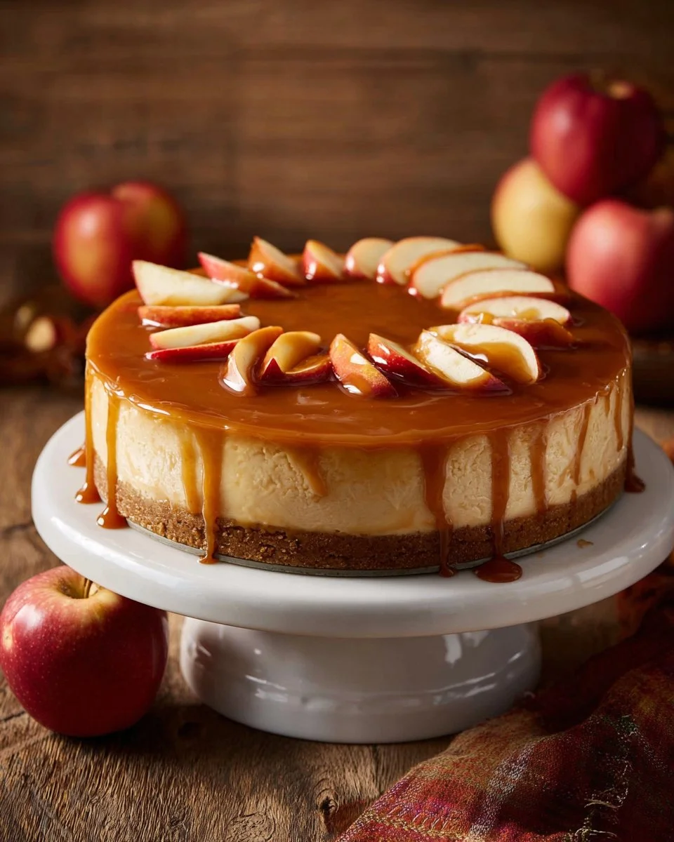 Apfel-Zimt-Käsekuchen mit frischen Äpfeln und Zimt im cremigen Käsekuchen
