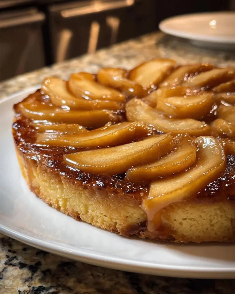 Birnen-Wendekuchen mit goldbrauner Kruste und frischen Birnen