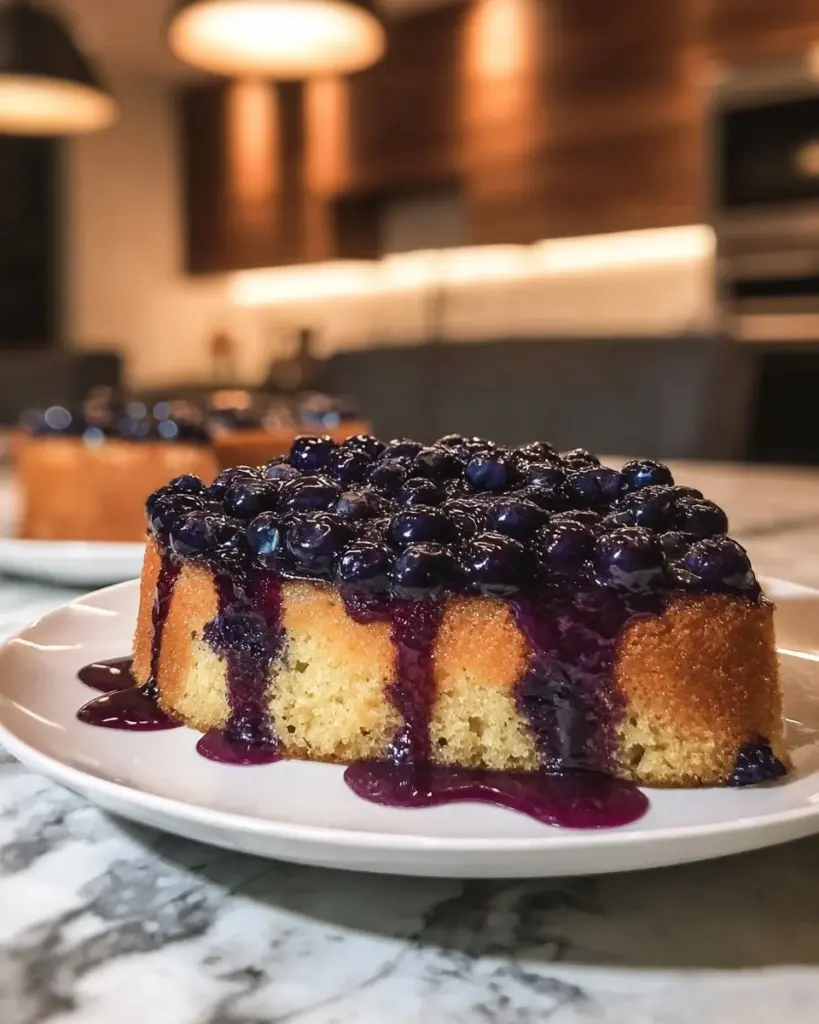 Blaubeer-Brauner-Zucker-Kuchen mit frischen Beeren und Zuckerguss