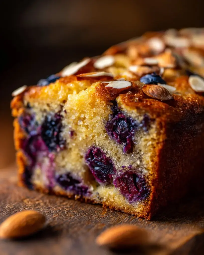 Köstlicher Blaubeer-Mandel-Wendekuchen auf einem Teller