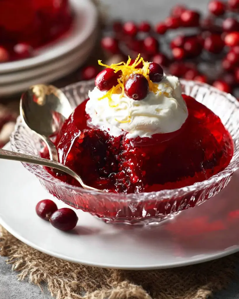 Cranberry Gelée Salad auf einem eleganten Tisch serviert