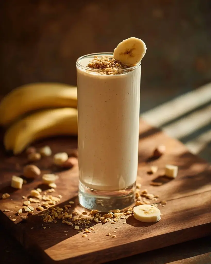 Cremiger Erdnussbutter-Bananen-Smoothie in einer Schüssel