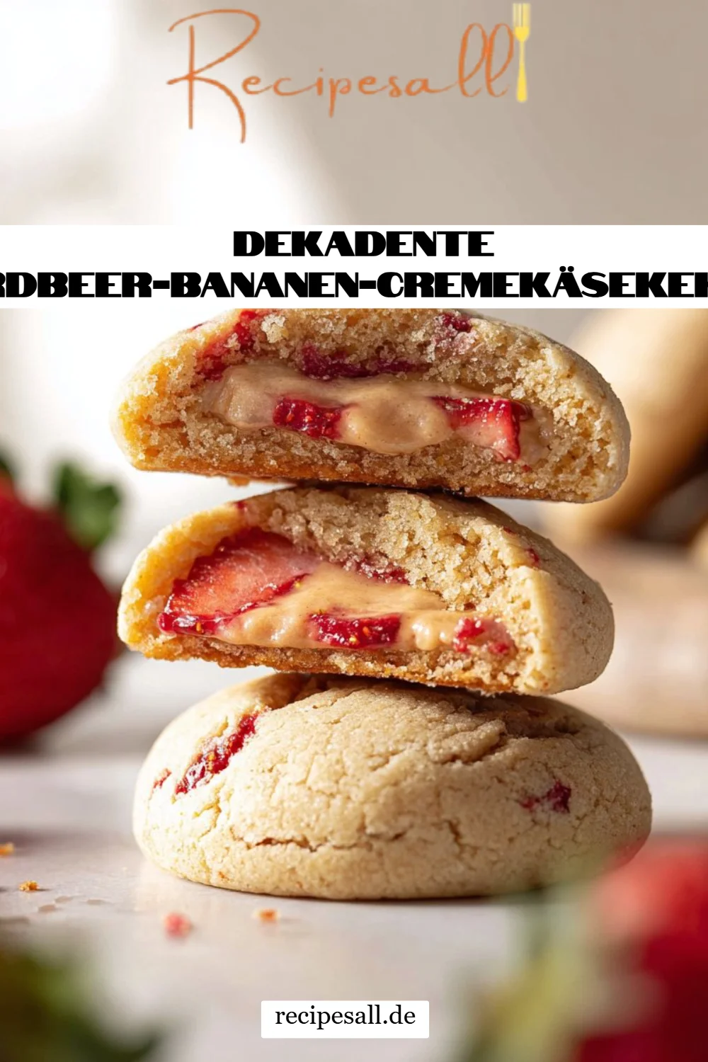 Dekadente Erdbeer-Bananen-Cremekäsekekse