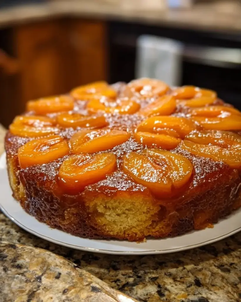 Dekadenter Aprikosen-Upside-Down-Kuchen mit saftigen Aprikosen
