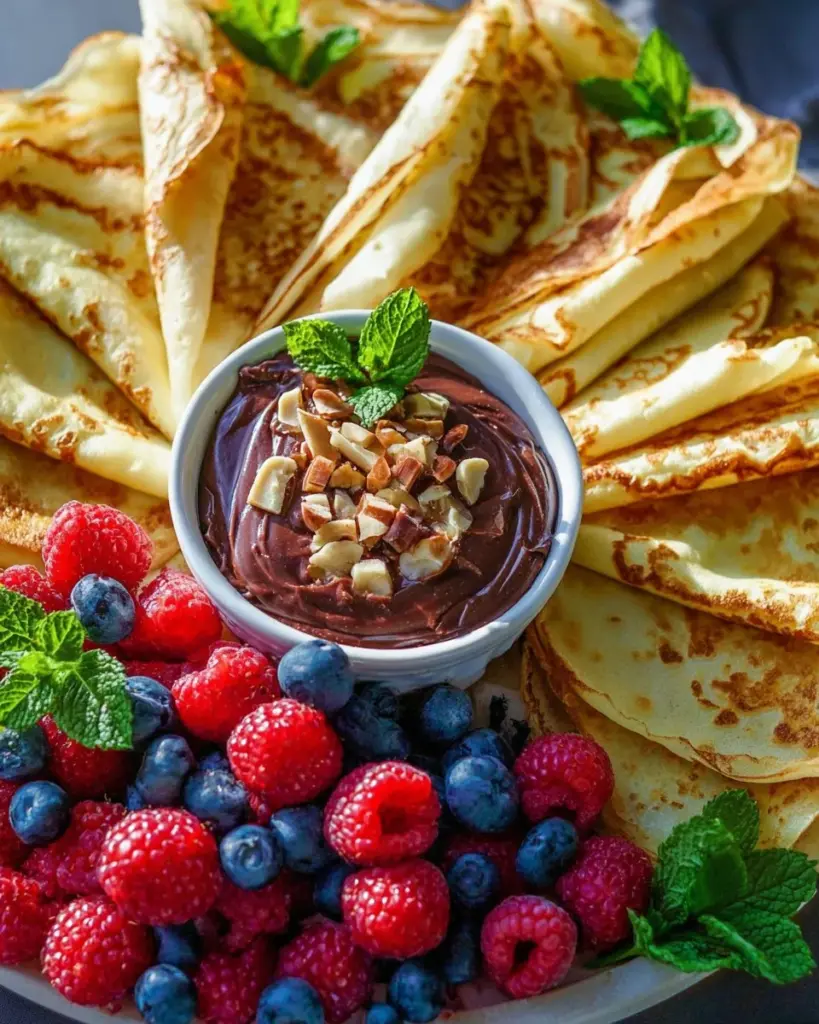 Ukrainische Blinchiki Crepes auf einem Teller serviert