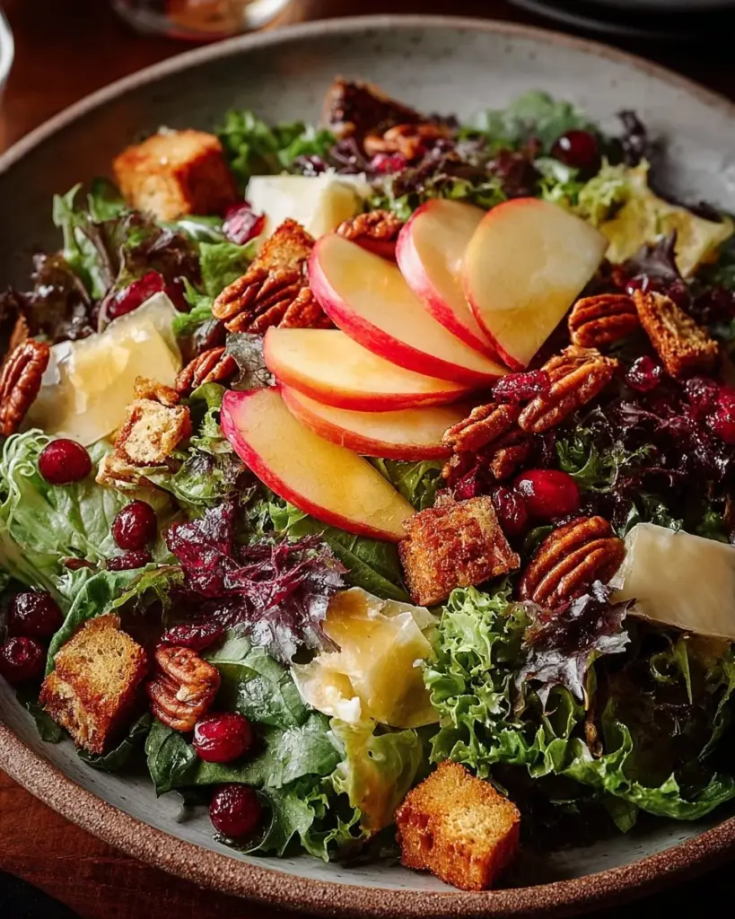 Erfrischender Apfel-Cranberry-Pekan-Salat mit frischen Zutaten