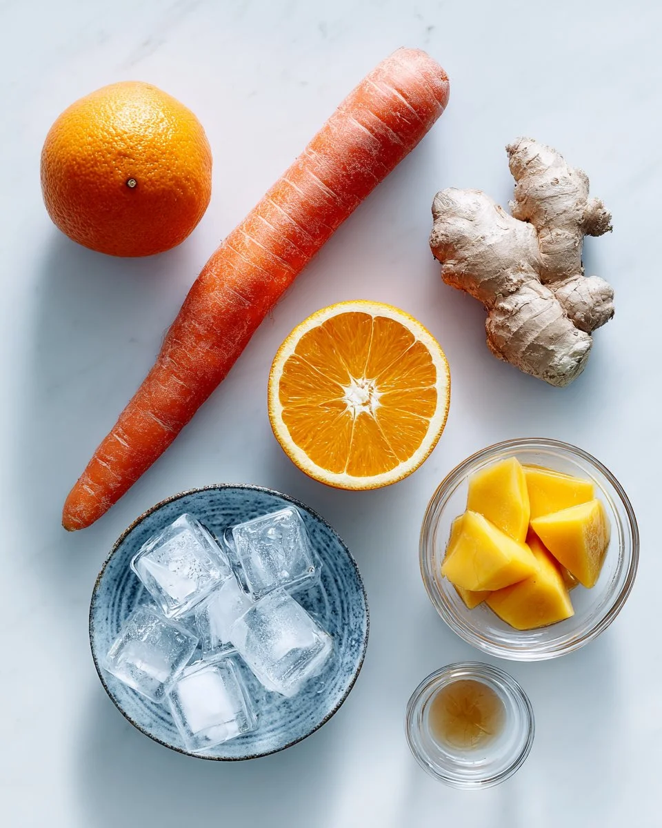 Frischer Karottensmoothie mit Orange und Mango