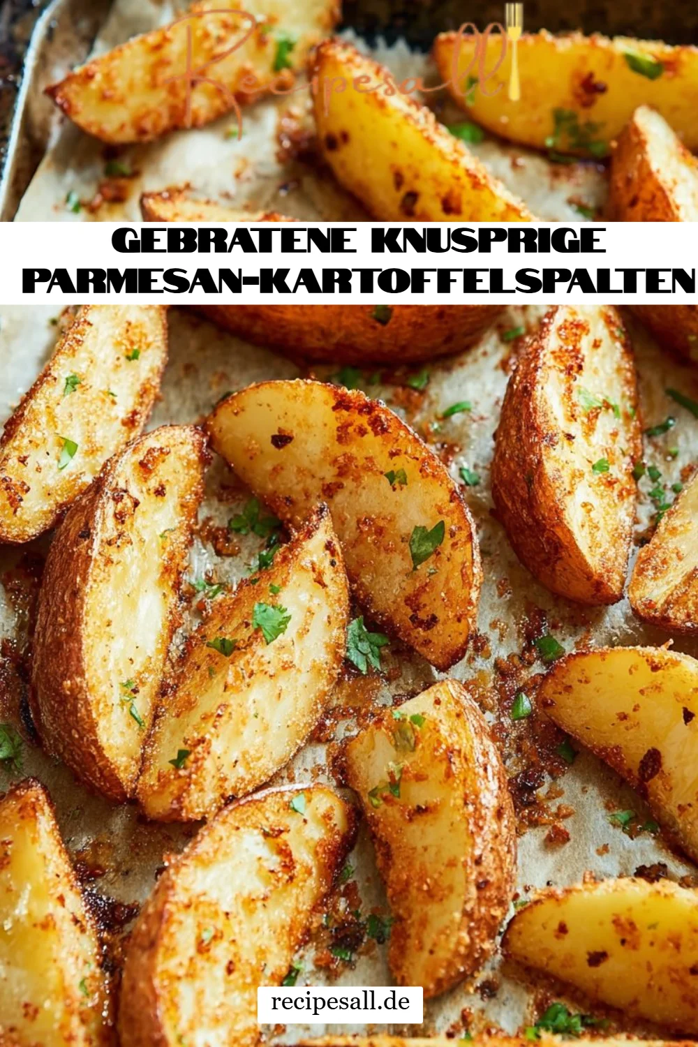Gebratene knusprige Parmesan-Kartoffelspalten