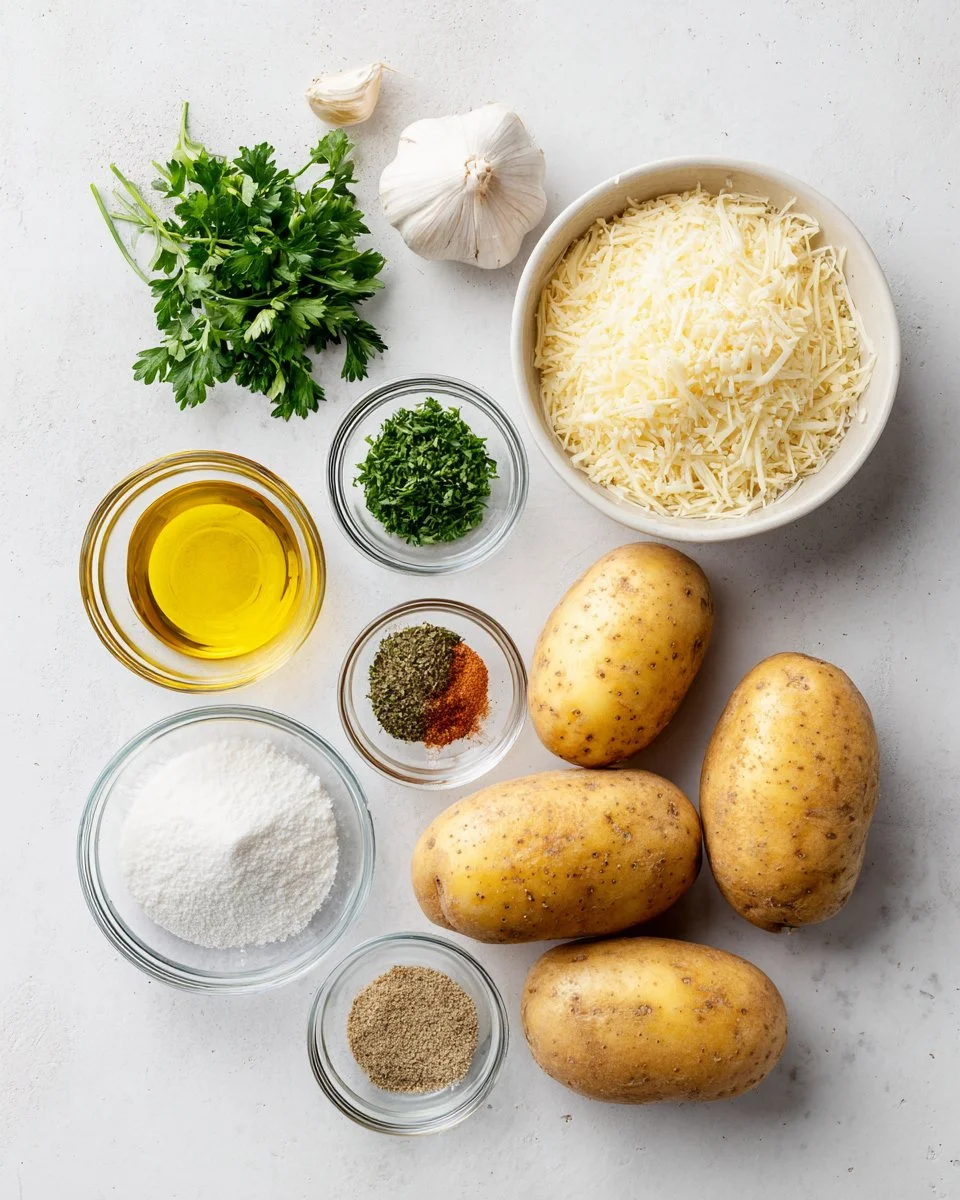 Gebratene knusprige Parmesan-Kartoffelspalten