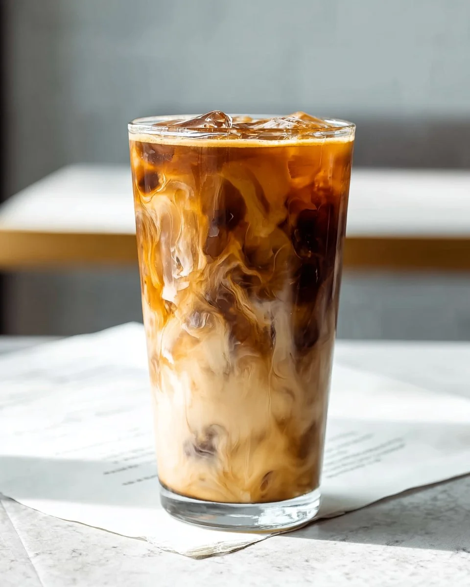 Hausgemachter Kürbiskrem Cold Brew in einer Tasse mit Kürbisdekor