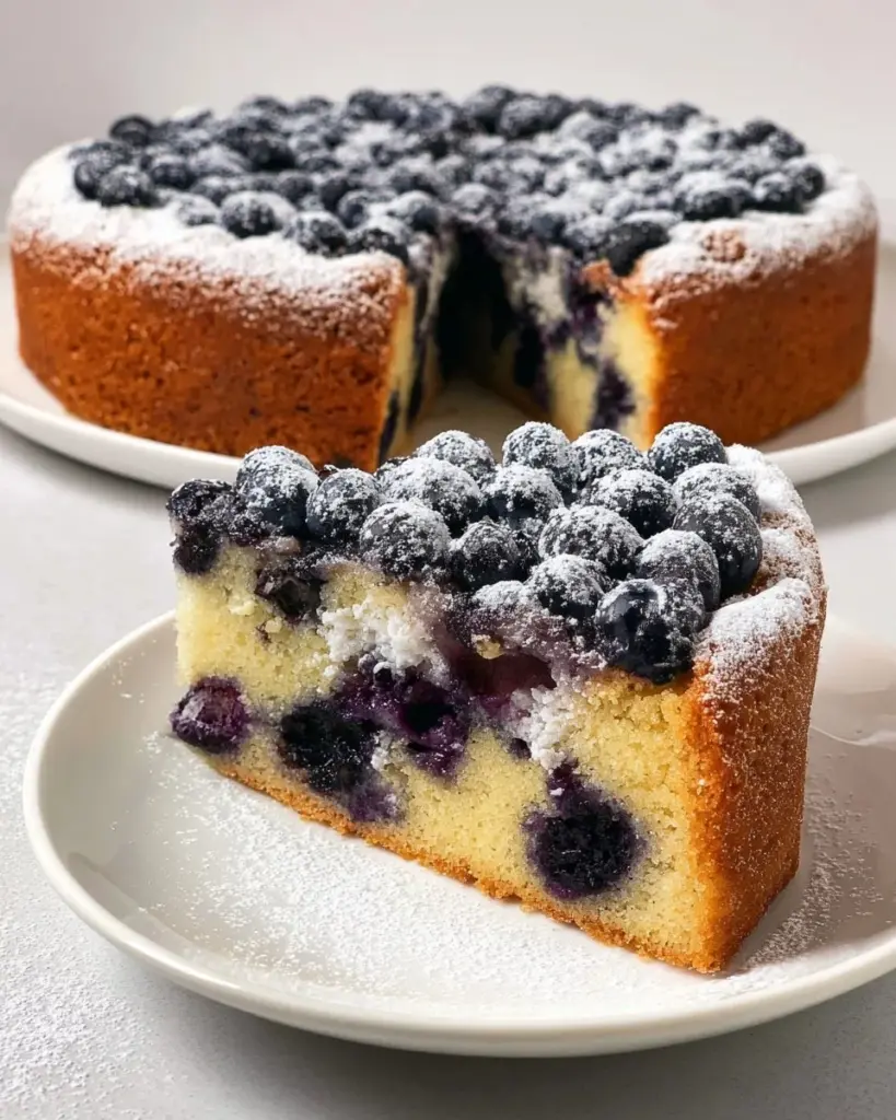 Leckerer Heidelbeer-Kaffeekuchen auf einem Tisch zum Backen und Genießen.
