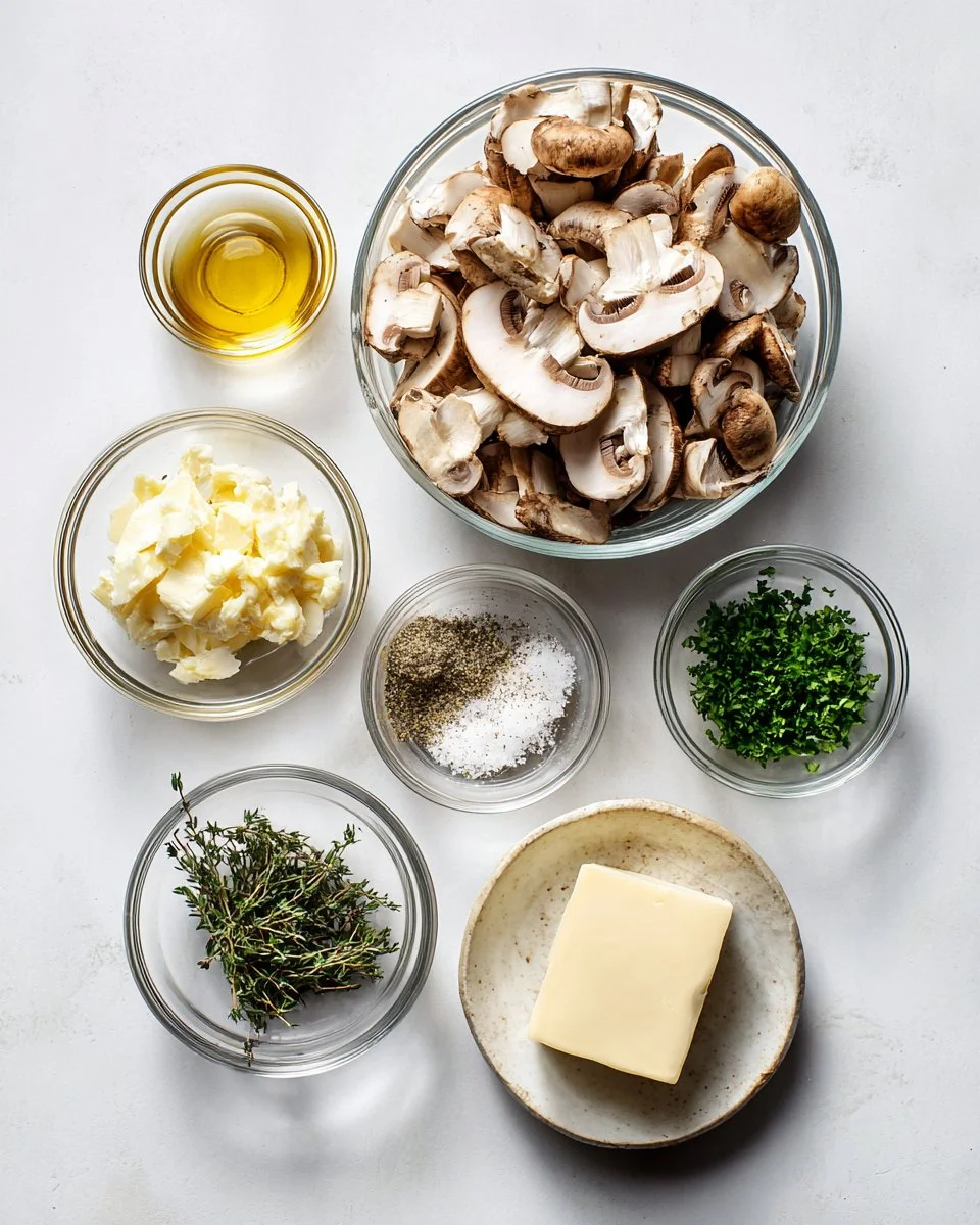 Herzhafte geröstete Pilze in brauner Butter und Knoblauchsoße