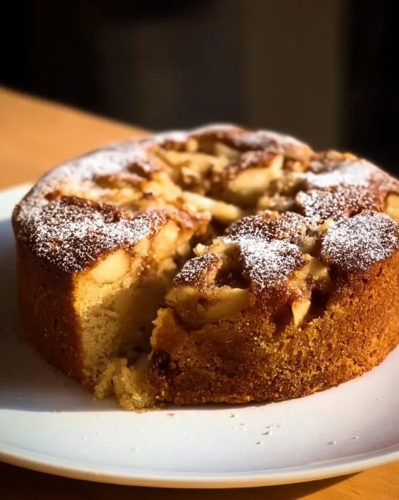 Delizierte Ingwer-Apfel-Torte auf einem Teller, dekoriert mit frischen Äpfeln.