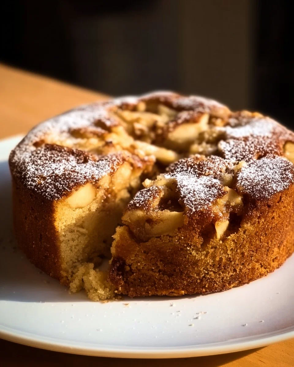 Delizierte Ingwer-Apfel-Torte auf einem Teller, dekoriert mit frischen Äpfeln.