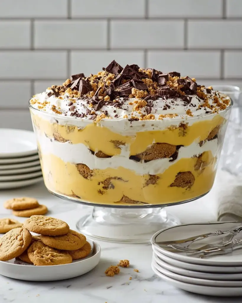 Keksalat Trifle mit frischen Früchten und einer cremigen Schicht