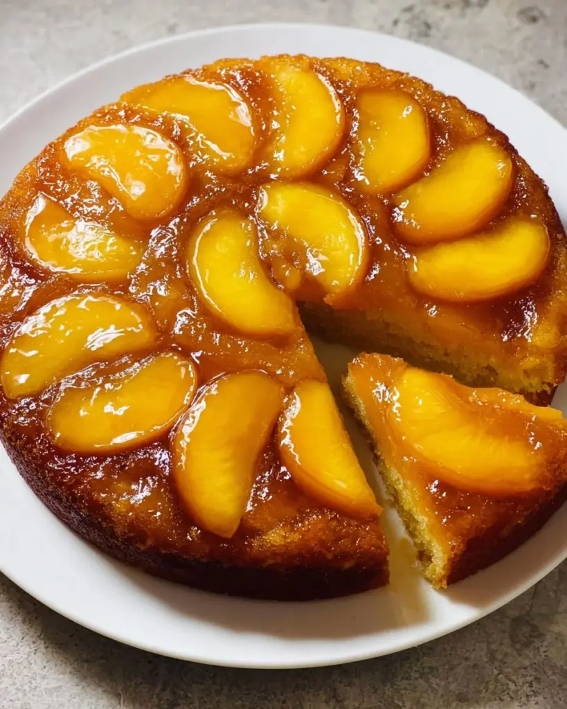 Mango-Kuchen auf dem Kopf mit saftigen Mangos und goldbraunem Teig