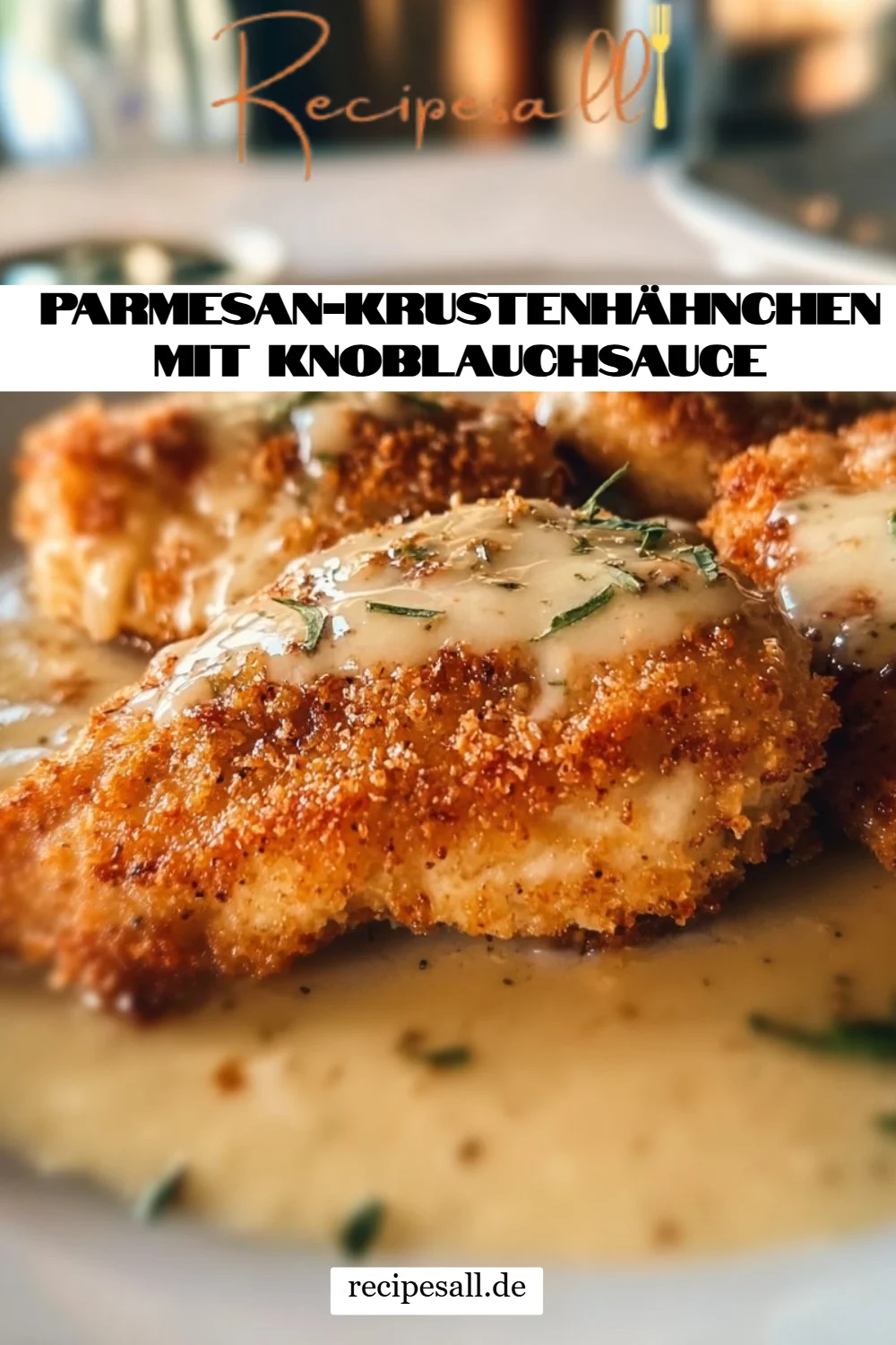 Parmesan-Krustenhähnchen mit Knoblauchsauce