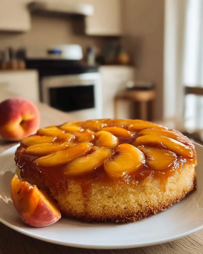 Saftiger Pfirsich-Wendekuchen aus frischen Pfirsichen mit Rezeptanleitung.