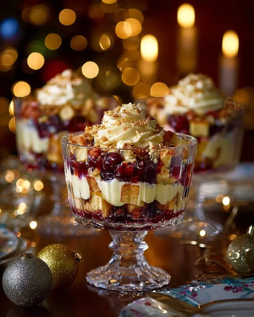 Schwarzwälder Trifle für Weihnachten mit Schokolade und Kirschen