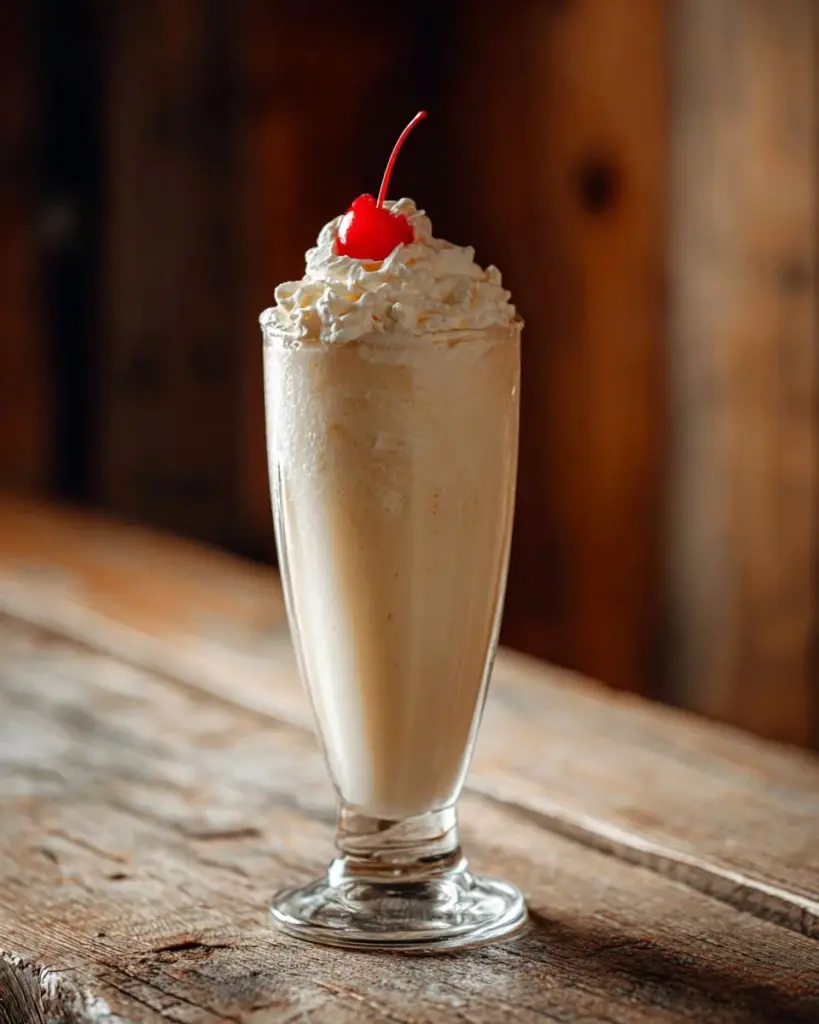 Cremiger Vanillemilshake im Glas mit Sahne und Vanilleschote