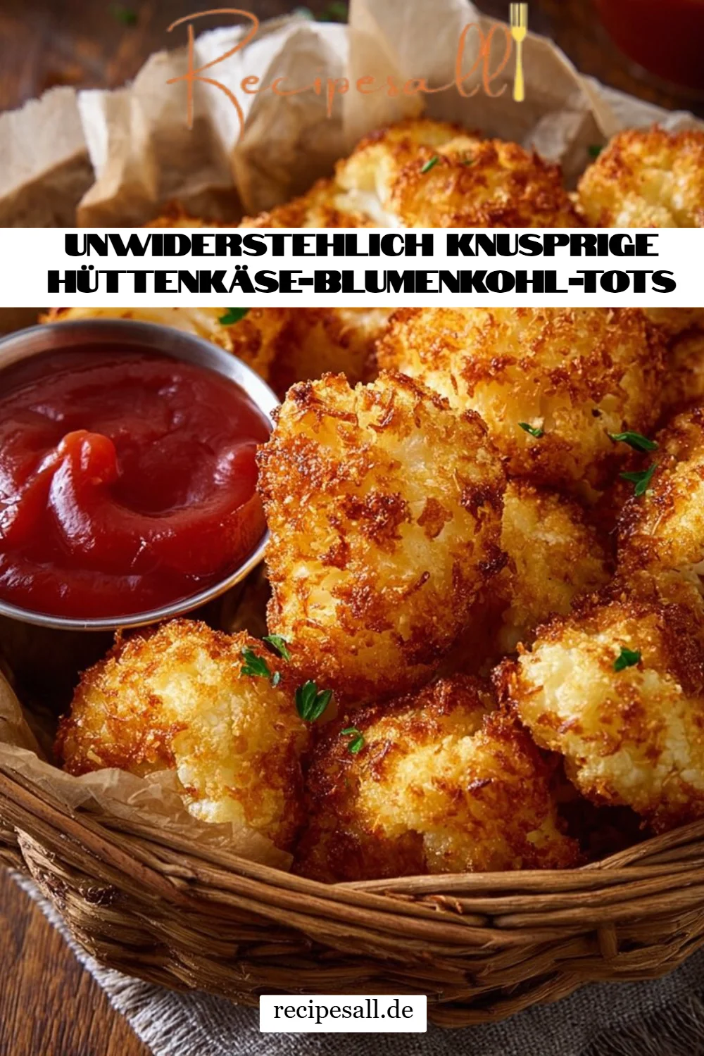 Unwiderstehlich knusprige Hüttenkäse-Blumenkohl-Tots