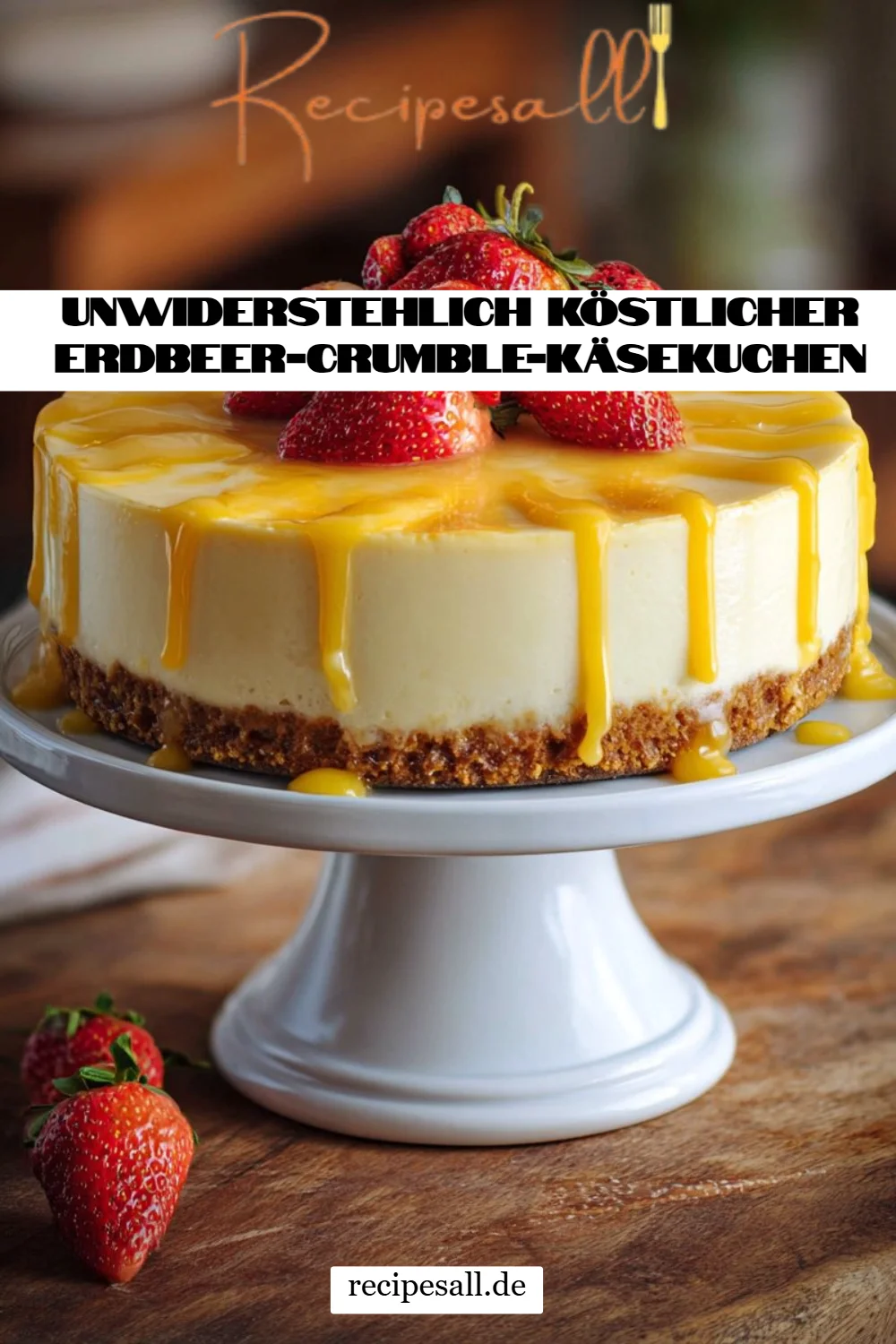 Unwiderstehlich köstlicher Erdbeer-Crumble-Käsekuchen