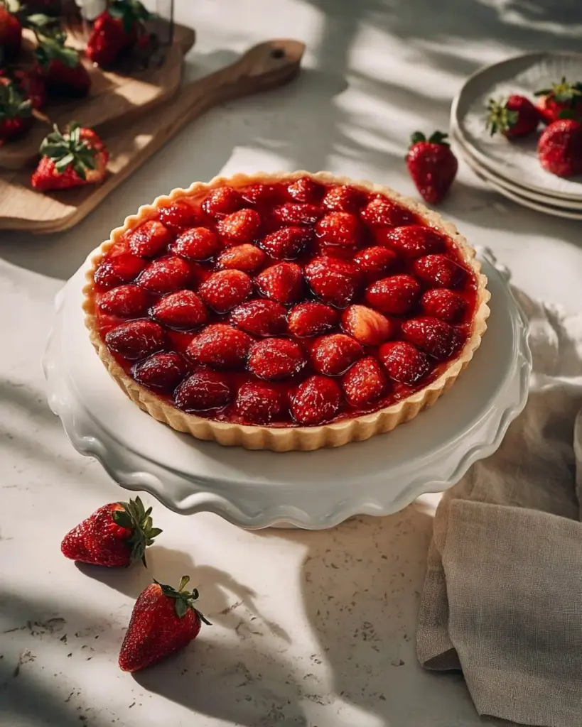 Erdbeer-Frischkäse-Torte mit frischen Erdbeeren und cremigem Frischkäse