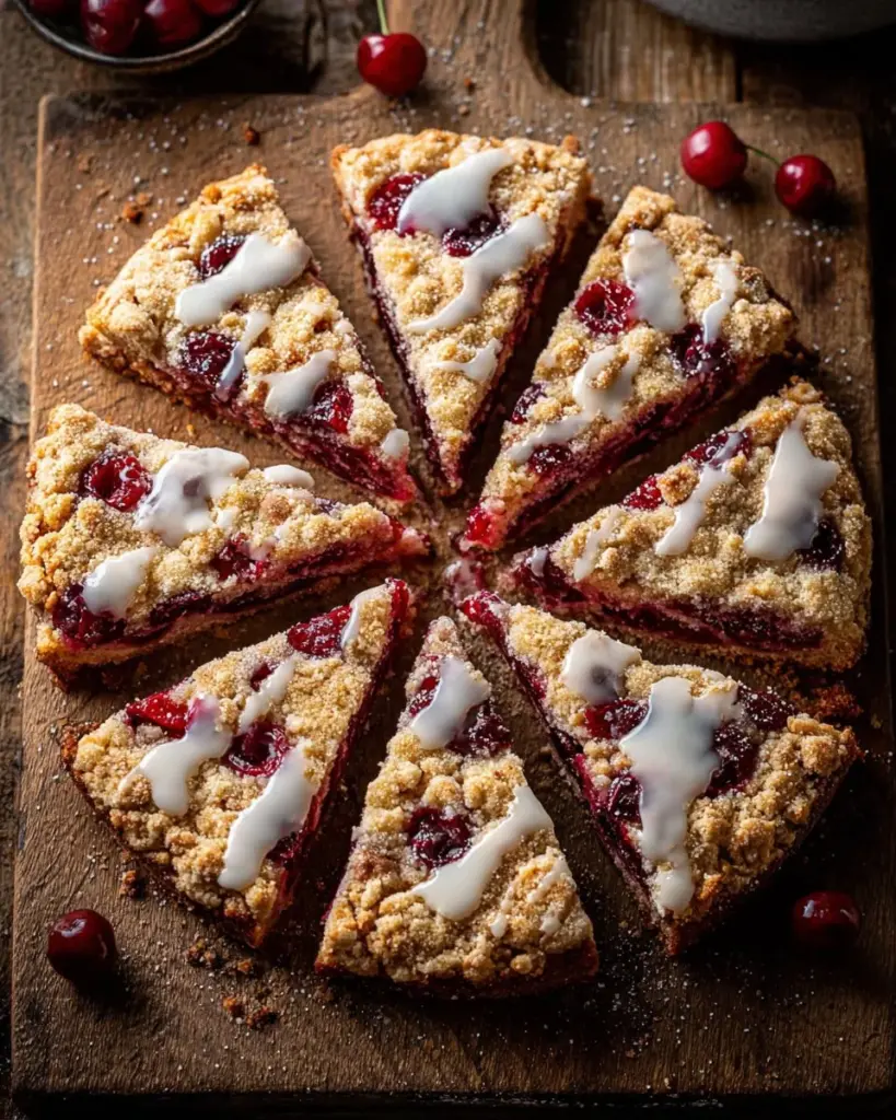Unwiderstehliche Kirsch-Dessertpizza mit frischen Kirschen und köstlichem Teig