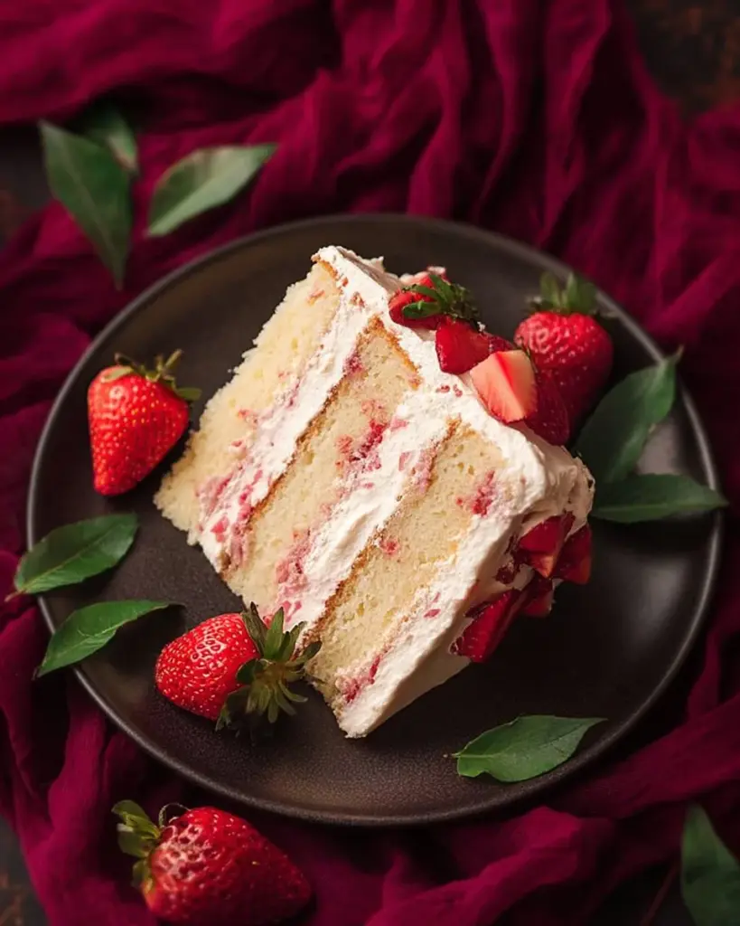 Frischer Erdbeerkuchen mit saftigen Erdbeeren und cremiger Sahne