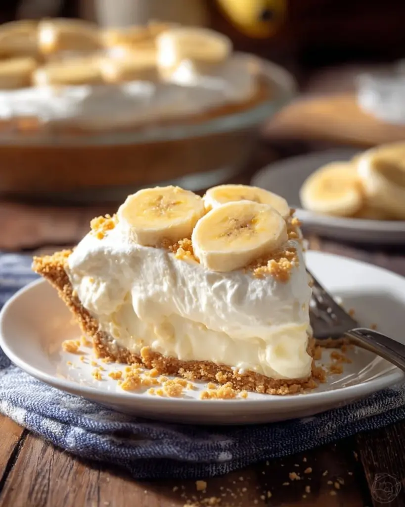 Unwiderstehlicher No-Bake Bananenpudding-Käsekuchen auf einem Teller