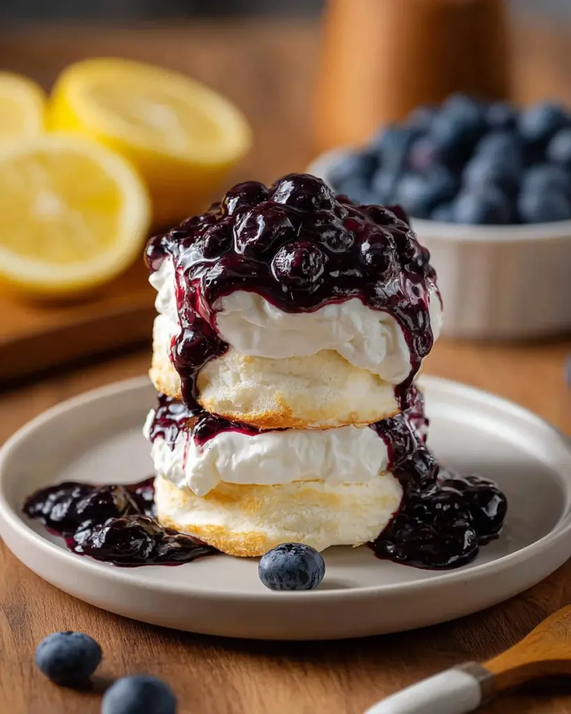 Zitronen-Blaubeer-Shortcake in einer appetitlichen Präsentation