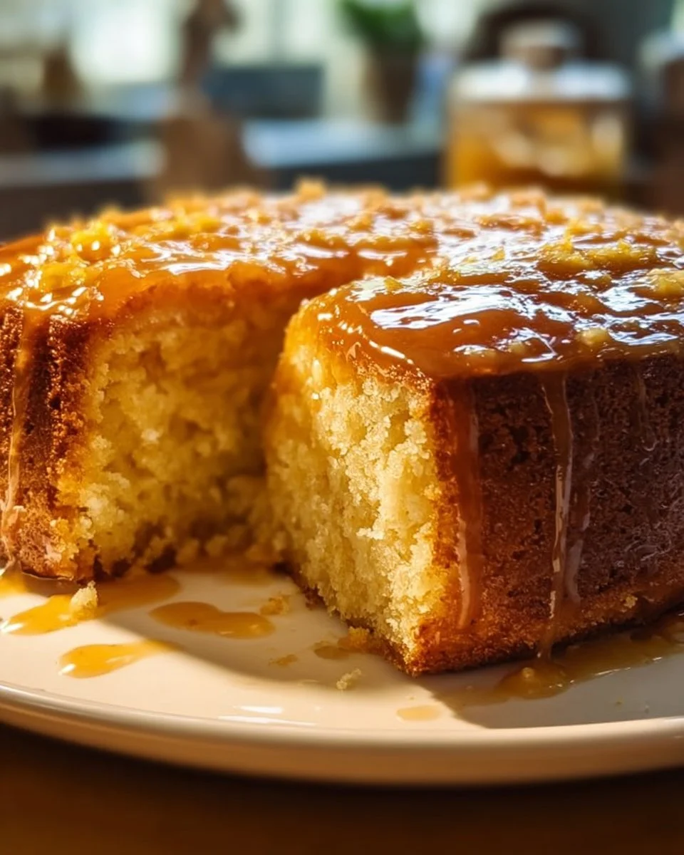 Zitronen-Ingwer-Butterkuchen auf einem Teller mit frischen Zutaten