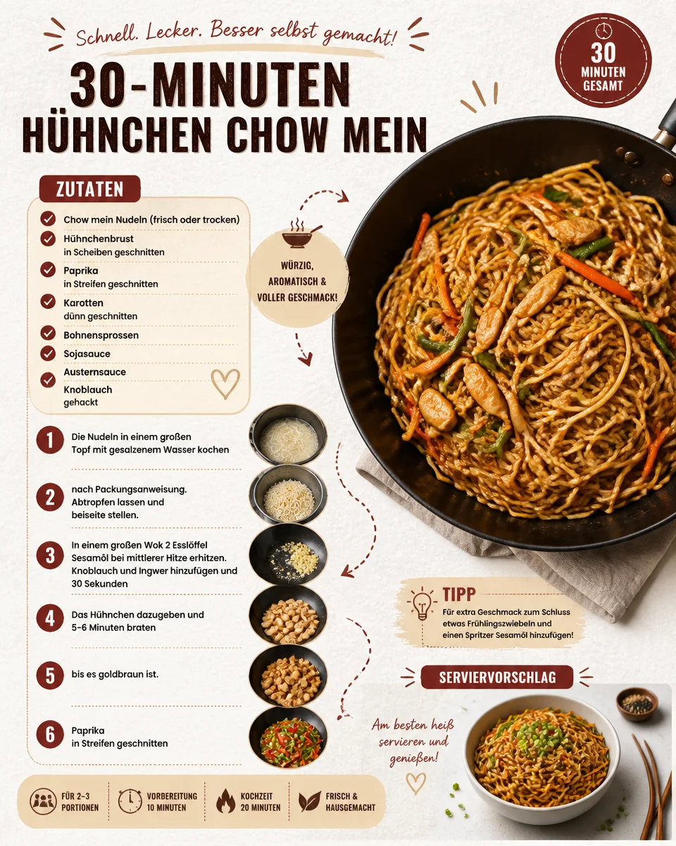 30-Minuten Hühnchen Chow Mein