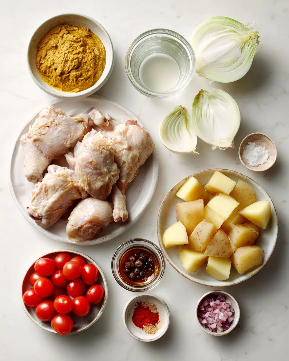 Authentisches thailändisches gelbes Curry mit Huhn und Kartoffeln