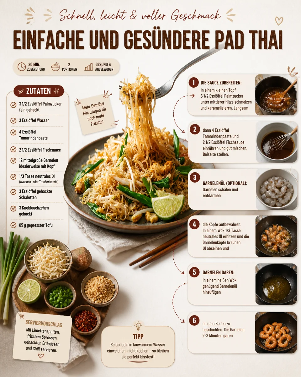 Einfache und gesündere Pad Thai