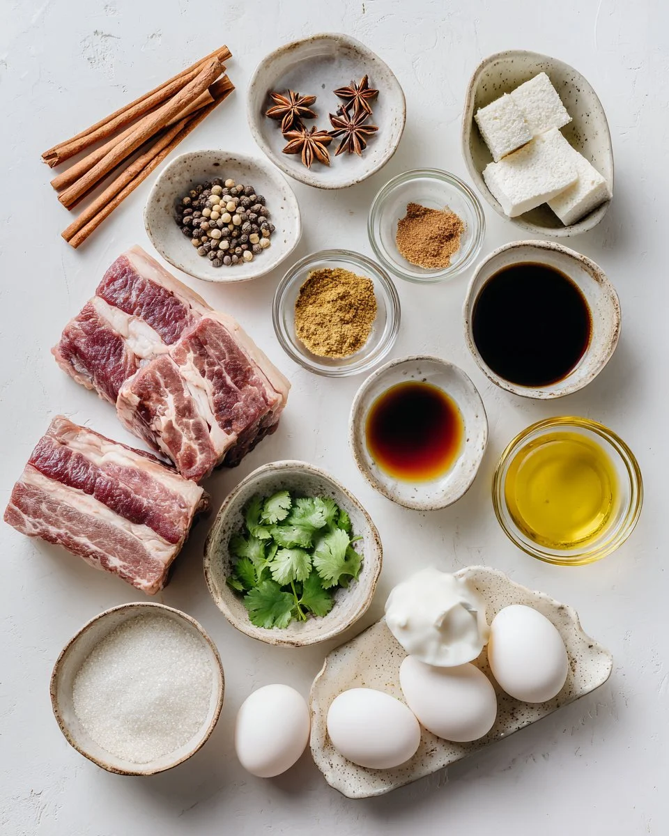 Fünf-Gewürz-Eier und Schweinebauch-Eintopf