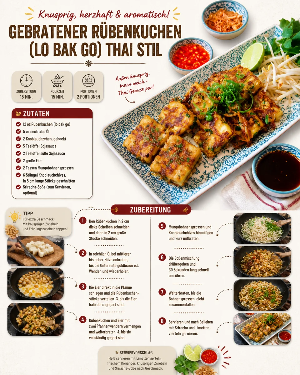Gebratener Rübenkuchen (Lo Bak Go) Thailändischer Stil