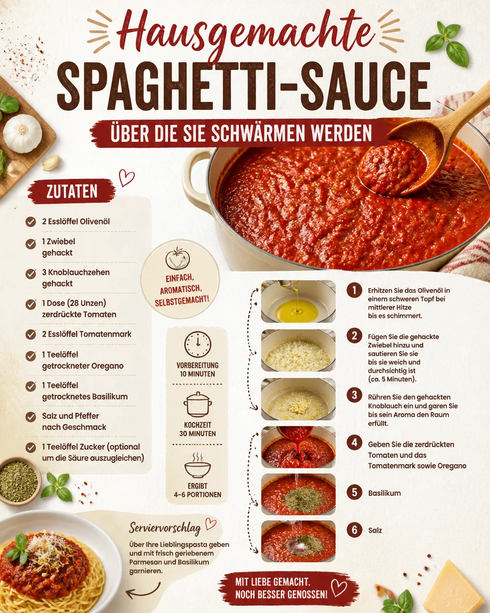 Hausgemachte Spaghetti-Sauce, über die Sie schwärmen werden