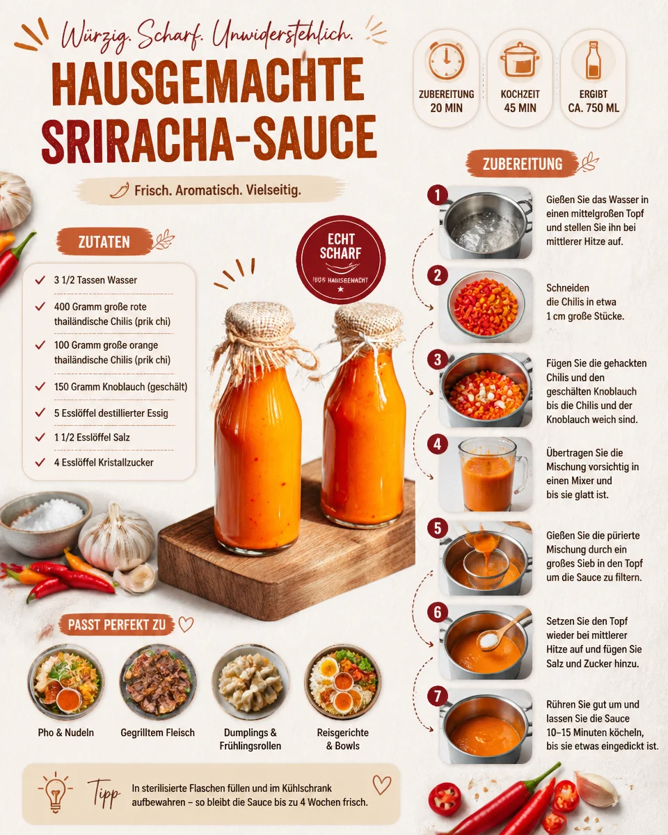 Hausgemachte Sriracha-Sauce