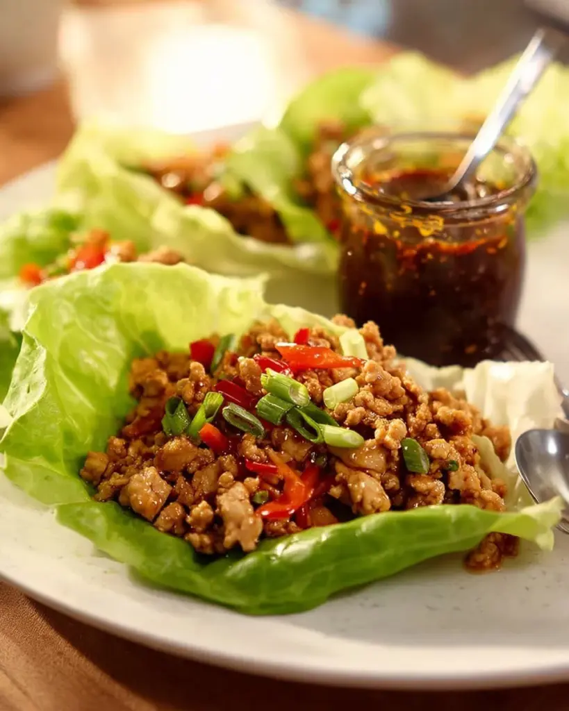 Herzhafte Hähnchen-Lettuce-Wraps mit frischen Zutaten