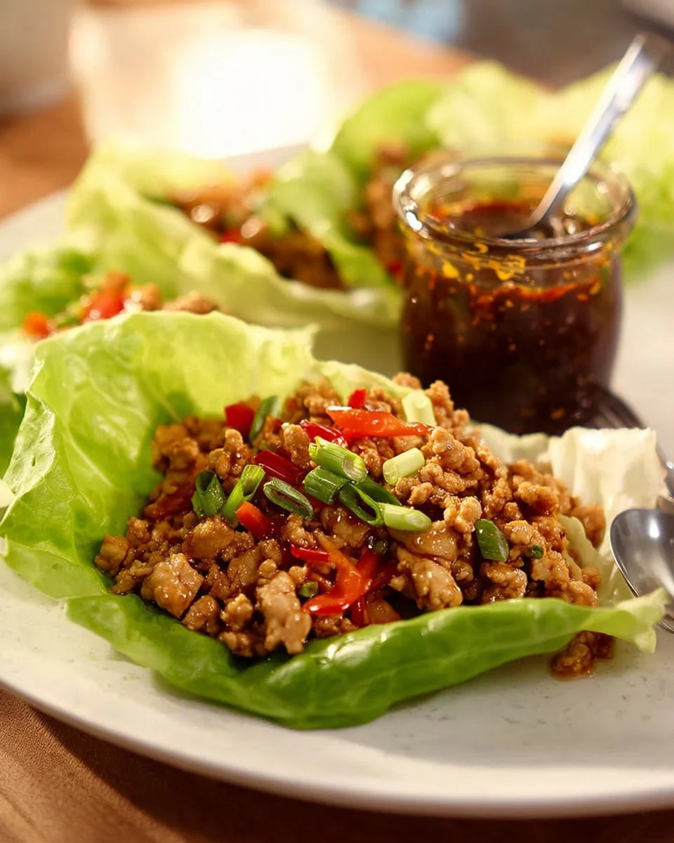 Herzhafte Hähnchen-Lettuce-Wraps mit frischen Zutaten